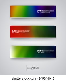 Business design templates. Set of Banners with Multicolored Blured Backgrounds. Unfocused Abstract Modern Vector Illustration.