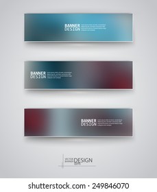 Business design templates. Set of Banners with Multicolored Blured Backgrounds. Unfocused Abstract Modern Vector Illustration.