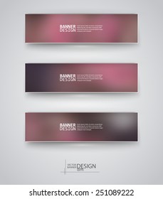 Business design templates. Set of Banners with Multicolored Blured Backgrounds. Unfocused Abstract Modern Vector Illustration.