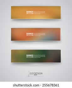 Business design templates. Set of Banners with Multicolored Blurred Backgrounds. Unfocused Abstract Modern Vector Illustration.