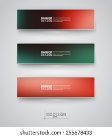 Business design templates. Set of Banners with Multicolored Blurred Backgrounds. Unfocused Abstract Modern Vector Illustration.