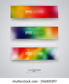 Business design templates. Set of Banners with Multicolored Blurred Backgrounds. Unfocused Abstract Modern Vector Illustration.