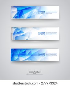 Business design templates. Set of Banners with Multicolored Polygonal Mosaic Backgrounds. Geometric Triangular Abstract Modern Vector Illustration.