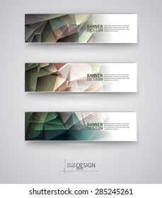 Business design templates. Set of Banners with Multicolored Polygonal Mosaic Backgrounds. Geometric Triangular Abstract Modern Vector Illustration.