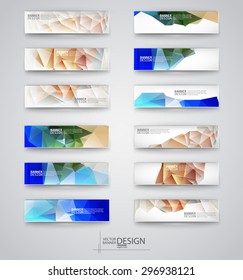 Business design templates. Set of Banners with Multicolored Polygonal Mosaic Backgrounds. Geometric Triangular Abstract Modern Vector Illustration.