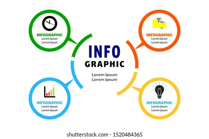 Business design vector template using  simple concept for infographic purpose. Using 4 circular element show the graphic illustration in the modern concept. Main part show the nice diagram marketing.