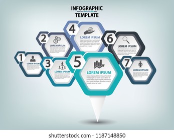 Business designed road signs map timeline infographic background with colorful hexagon pin pointer vector illustration, template milestone element modern diagram process technology digital marketing