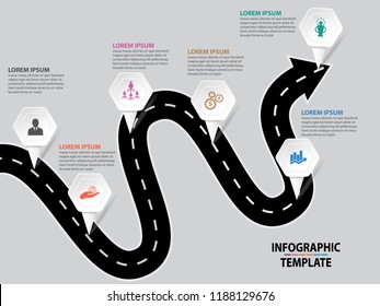 Business designed road signs map timeline infographic background with colorful hexagon pin pointer vector illustration, template milestone element modern diagram process technology digital marketing