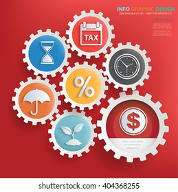 
Business design,gear info graphic on clean background,vector