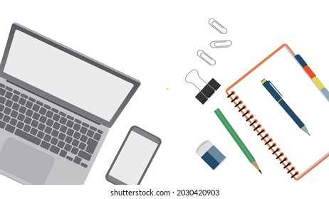 Business Desk Stationary Vector Illustration