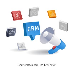 Business-Entwickler CRM-Kampagne flache isometrische 3D-Illustration