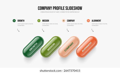 Business Development 4 Step Diagram Slide Template. Digital Launch Slideshow Layout Vector Illustration. Market Performance Four Option Infographic Frame Design.