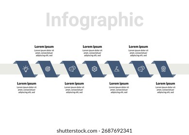 Infografía de 7 pasos, diseño moderno de la línea de tiempo de la hoja de ruta para la estrategia, la planificación, el flujo de trabajo y las presentaciones visuales