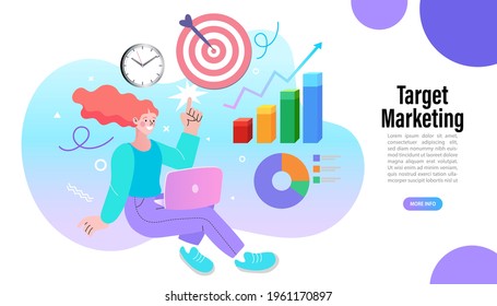 Business development. Arrow that shows statistic. Analytical service and business promotion concept. Positive trading results and achieving success. Vector illustration