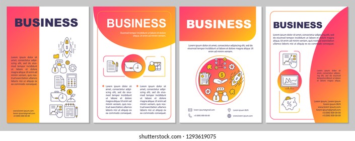 Business development brochure template layout. Flyer, booklet, leaflet print design with linear illustrations. Startup launch. Vector page layouts for magazines, annual reports, advertising posters