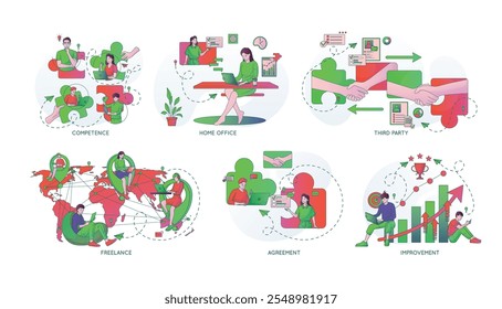 business development collection vector illustration