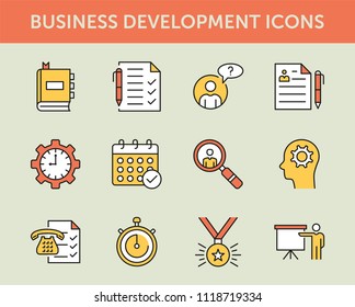 Business Development Colored Line Icons