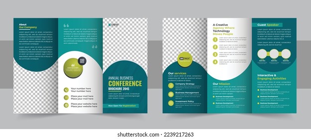 Business development conference trifold brochure template design, Business trifold Brochure, Tri fold brochure design. A4 abstract business trifold brochure template design vector