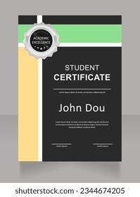 Plantilla de diseño de certificado de estudiante de curso de desarrollo empresarial. Diploma vectorial con espacio de copia personalizado y fronteras. Documento impreso para premios y reconocimiento. Fuentes Arial, Myriad Pro utilizadas