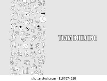 Business development doodles objects background, drawing by hand vector