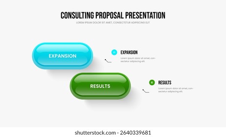 Business Development Frame Design Vector Illustration. Consulting Growth 2 Element Infographic Slideshow Layout. Creative Visualization Two Step Diagram Slide Template.