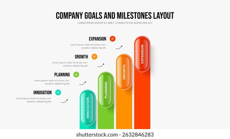 Business Development Frame Layout Vector Illustration. Corporate Showcase Four Element Infographic Slideshow Design. Creative Performance 4 Step Diagram Presentation Template.