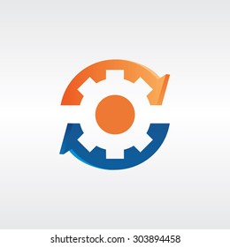 business development. gears. arrow