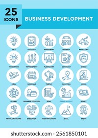 Business Development icon collection set. Containing design business, development, strategy, team, management, success	
