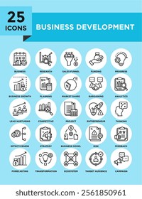 Business Development icon collection set. Containing design business, development, strategy, team, management, success	