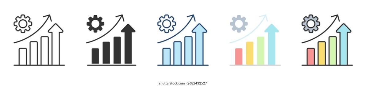 Conjunto de iconos de desarrollo de negocios Colección de estilos múltiples