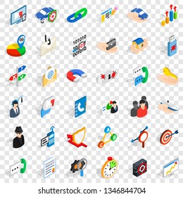 Business development icons set. Isometric style of 36 business development vector icons for web for any design