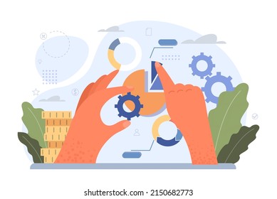 Business development illustration. Idea of strategy and success in partnership. Setting a goal or target and following schedule. Isolated vector illustration in flat style
