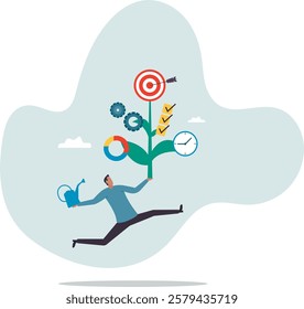 Business development plan, management or strategy to achieve target,business concept.flat character.