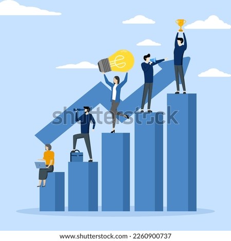 Business development plan for upgrade, team strategy for business success concept, team work to help increase revenue, growth and achievement, business people team working to increase bar graph.