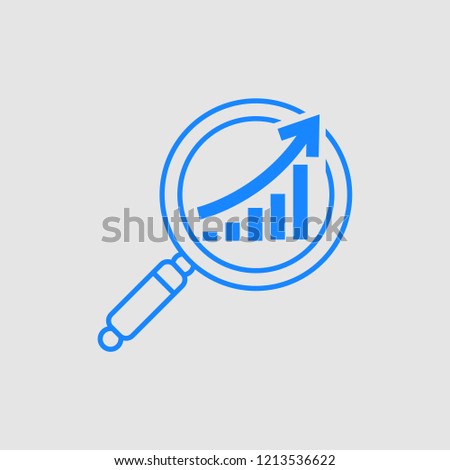 Business development rising icon with search iconic illustration