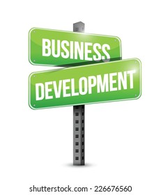 business development road sign illustration design over a white background