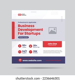 Business Development for Startup Social Media post  or Grow Your Business Online Course web banner 