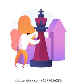 Estratégia de desenvolvimento de negócios. Campanha promocional de marketing, relações públicas corporativas, táticas de sucesso. Planejamento de promoção da empresa, definição de metas. Ilustração de conceito isolado de vetor