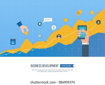 Business development. Strategy of successful business development. Financial report and strategy. Business diagram graph chart. 