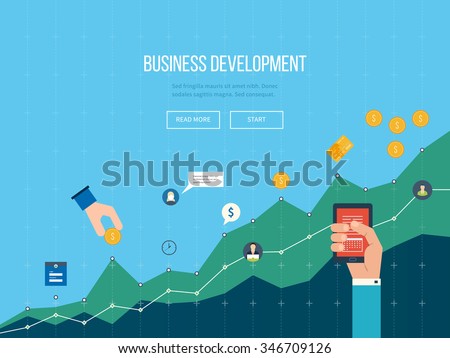 Business development. Strategy of successful business development. Financial report and strategy. Business diagram graph chart. Investment growth. Investment business. 