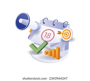 Business development target plan isometric illustration