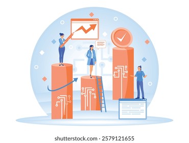 Business development. Business team working together to analyze financial data. Business Development concept. Flat vector illustration.