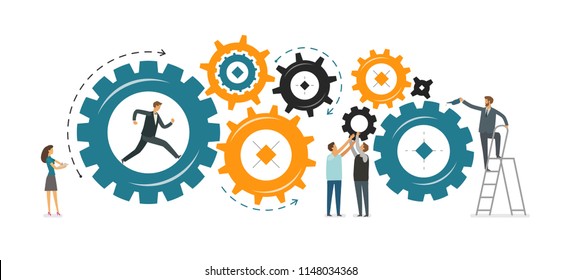 Business development, teamwork concept. Vector illustration