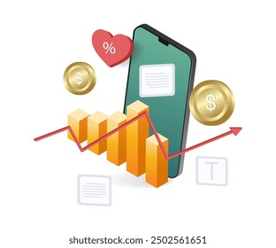 Ilustración plana de teléfono inteligente de tecnología de desarrollo empresarial