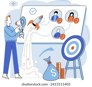 Business development. Vector illustration. Aligning ones profession with their passions leads to fulfillment Job interviews provide opportunities for candidates to shine Business Concept illustrations