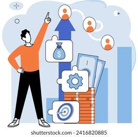 Business development. Vector illustration. Banking regulations protect consumers financial security and integrity Marketing strategies adapt to ever-evolving consumer behaviors and technologies