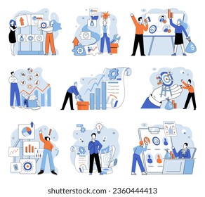 Business development. Vector illustration. Business Concept illustrations provoke thoughtful discussion and analysis Diversity in leadership roles fosters innovation and adaptability Group Group