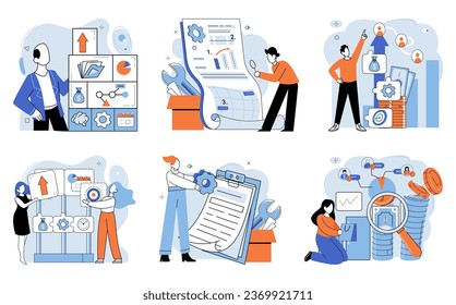 Business development. Vector illustration. Business Concept illustrations inspire creativity and innovation Men and women collaborate to drive business growth and success Diverse groups bring fresh