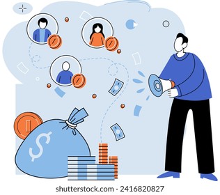 Business development. Vector illustration. Business Concept illustrations capture essence complex ideas and concepts Men and women contribute equally to business success and progress Diverse groups