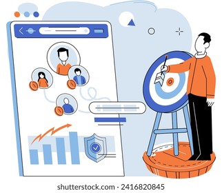 Business development. Vector illustration. Business Concept illustrations visually represent brand identities Gender equality in workplace enhances overall performance Group dynamics impact Group